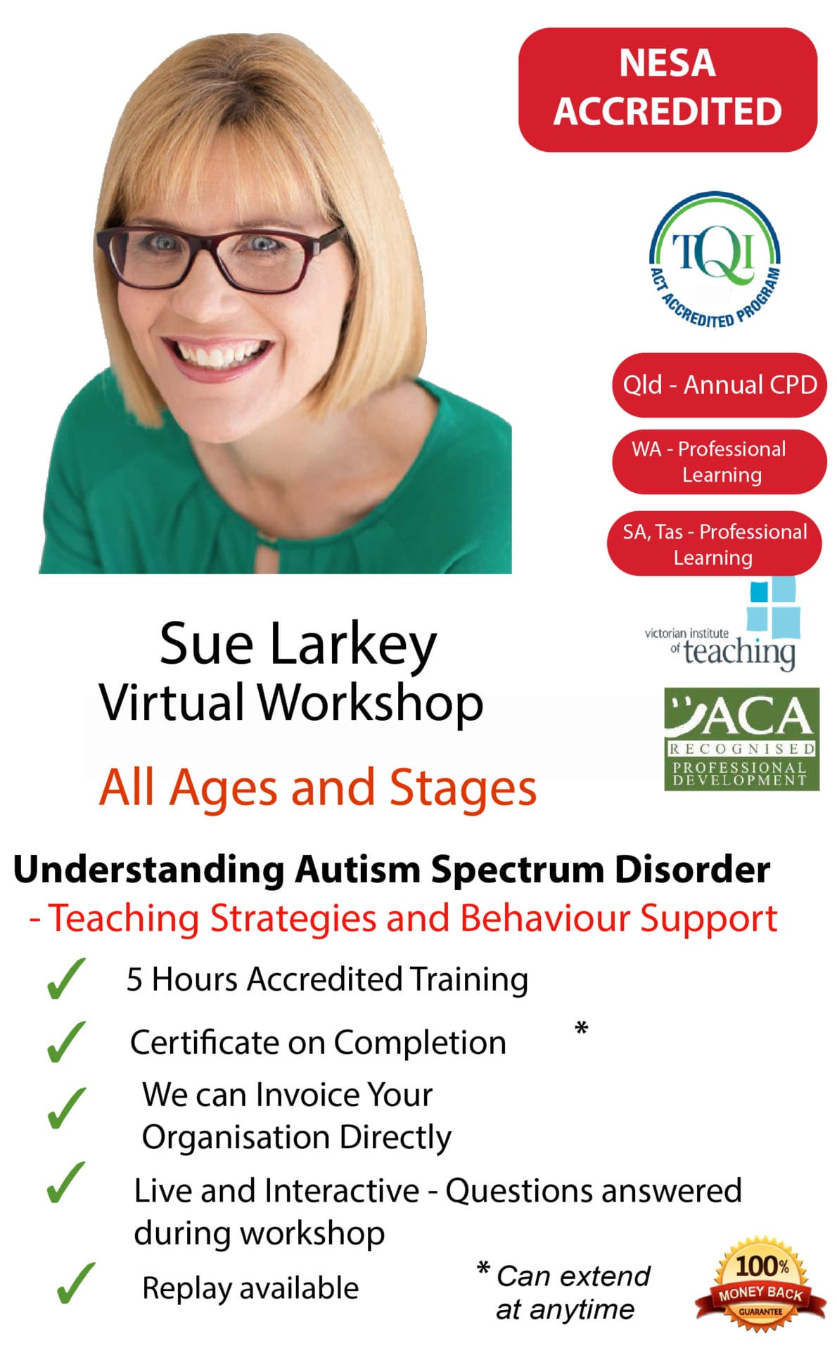 Sue　Spectrum　Autism　Teaching　Live　Workshop　Larkey　Strategies