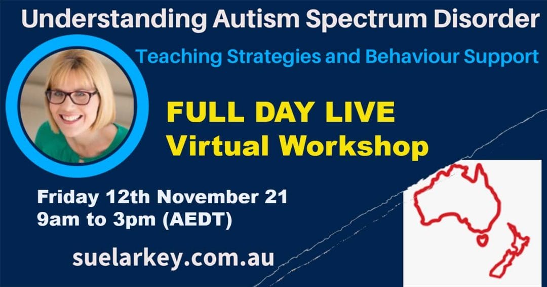 Sue Workshop Image - 12 Nov 21 Teaching Children with Autism Strategies workshop
