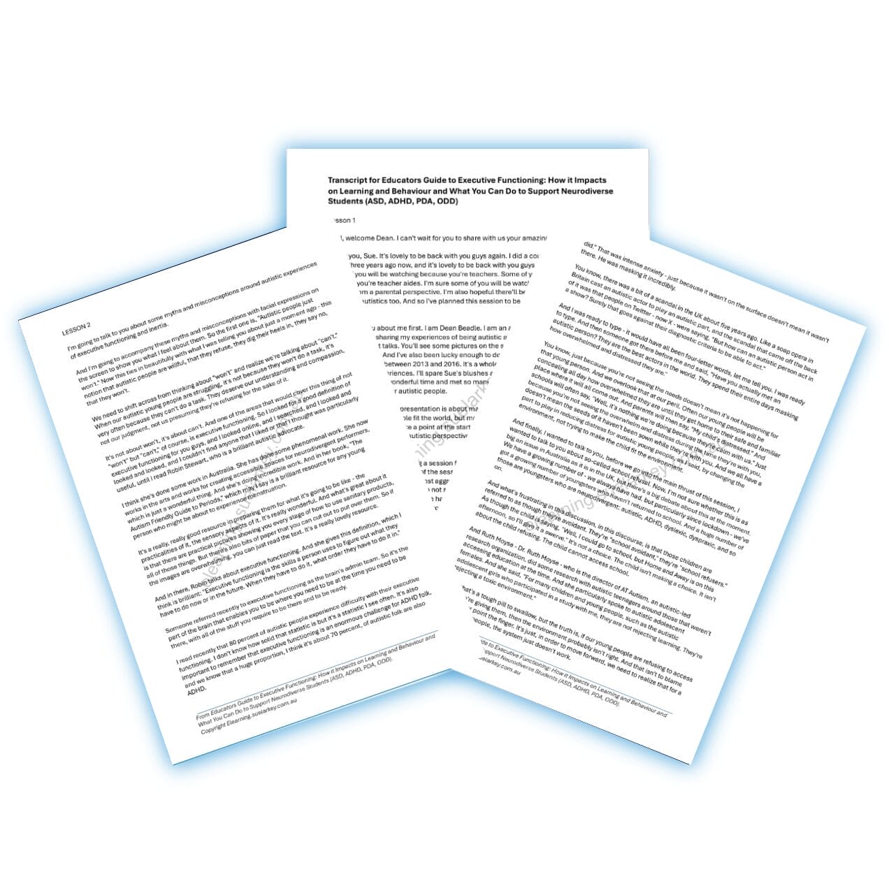 Executive Functioning Training Resource - Bonus 3 - Course Transcipts Image