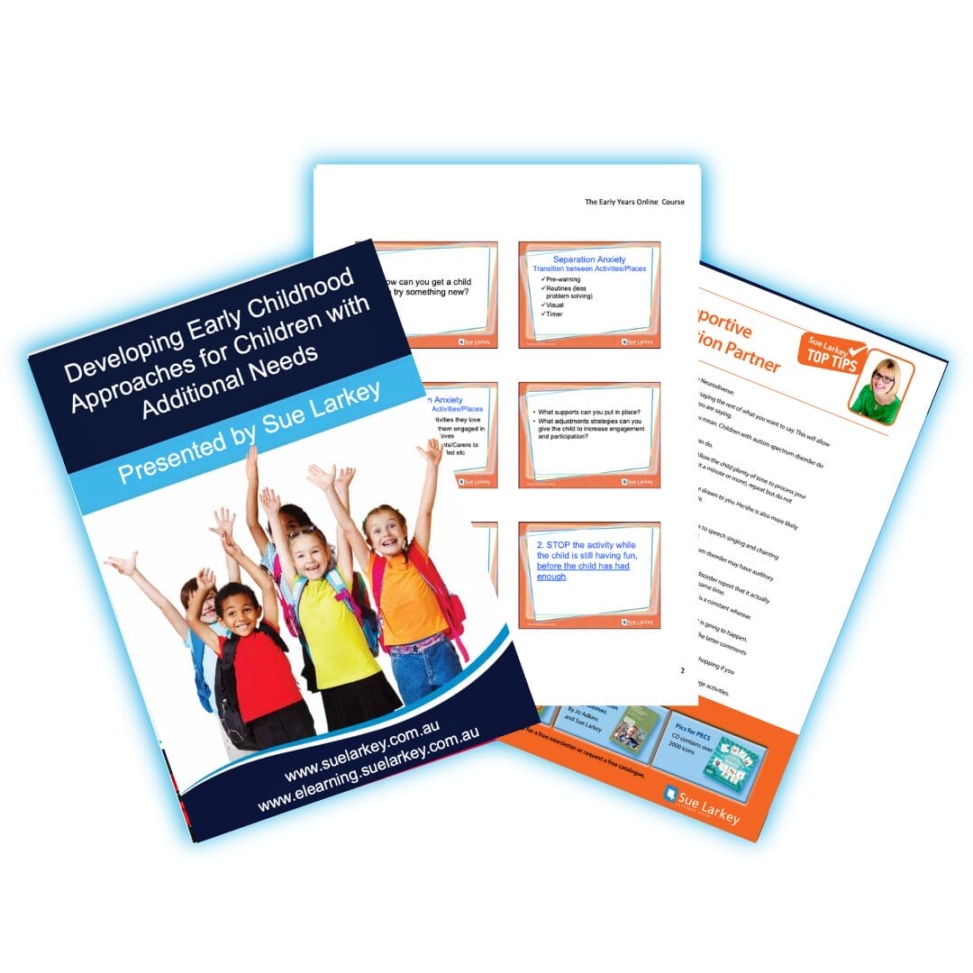 Lesson Handouts for preschoolers with autism course