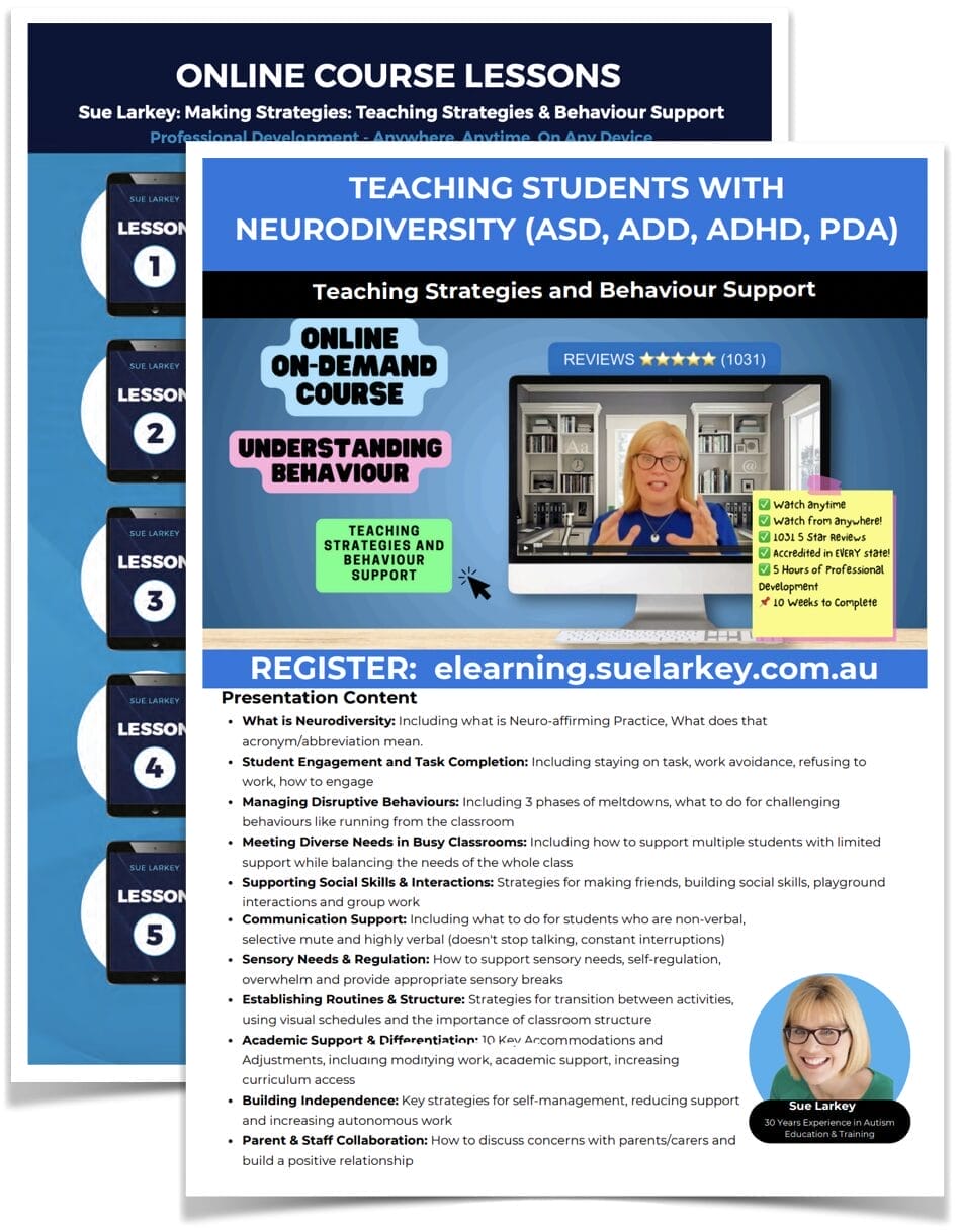 Image showing both pages of flyer for Ondemad course - Teaching Student with Neurodiversity