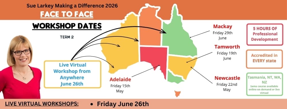 Locations of Sue Larkey's Neurodiversity Workshops